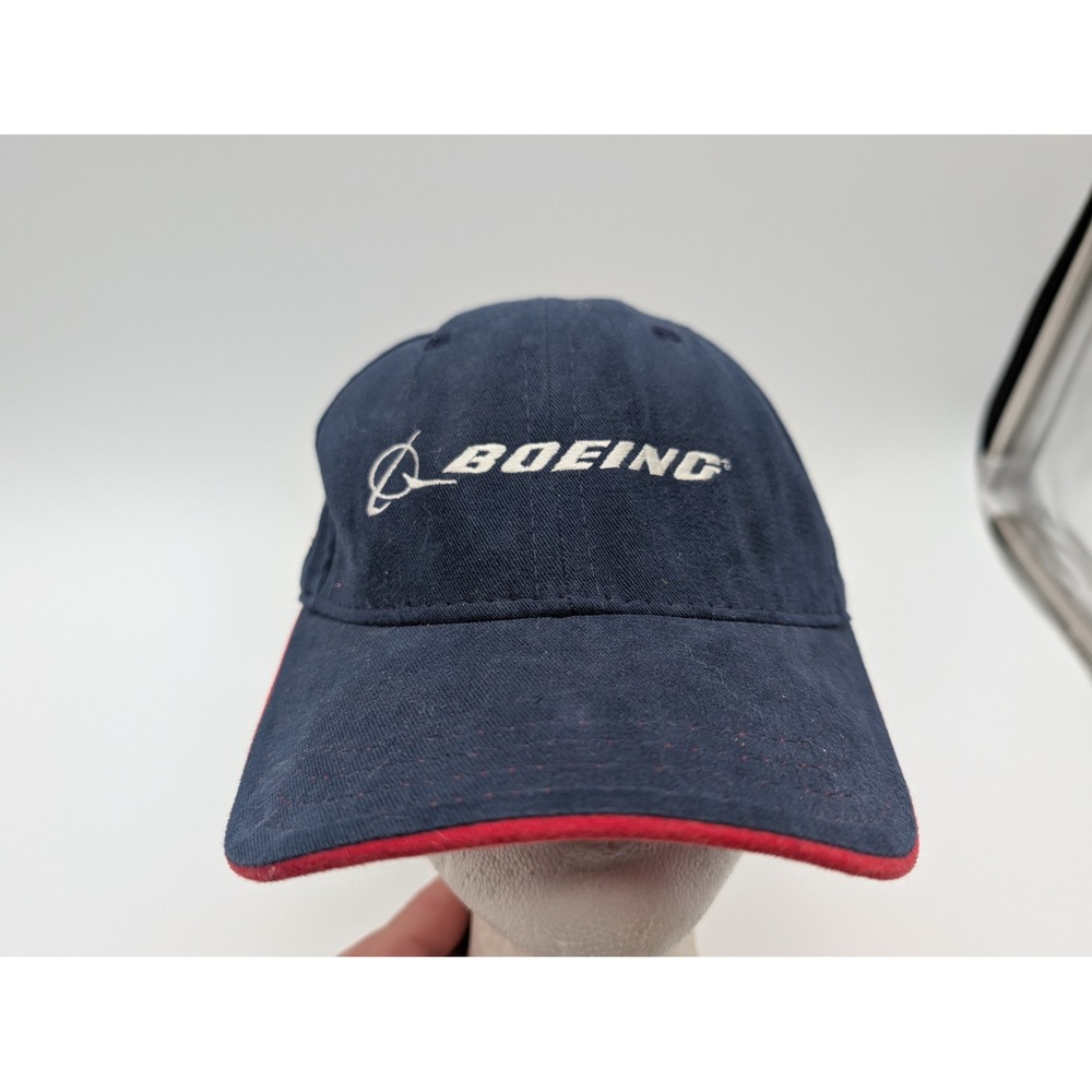 Boeing Navy Blue Baseball Cap Hat American Flag Made in USA Adjustable Strap